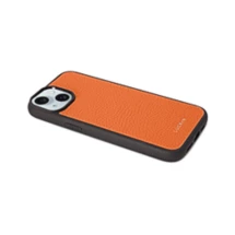 Luxury iPhone 15 Back Cover - Orange - Pebbled Leather