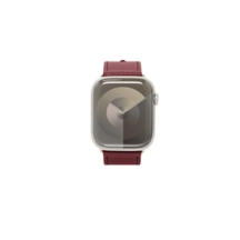 Cinturino Apple Watch con fibbia ad ardiglione, bordi dipinti a mano - Adattatore argento - Bordeaux - Pelle di Capra