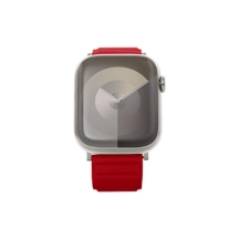 Magnetarmband – Apple Watch 46 mm – Silber - Rot - Kalb Leder