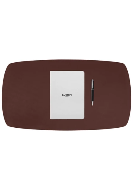 Custom Curved Desk Mat - Alpine - Tan - Cowhide Leather Alaska