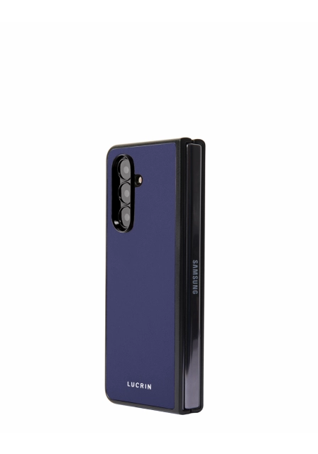 Samsung Galaxy Z Fold 7 Cover - Navy Blue - Smooth Leather