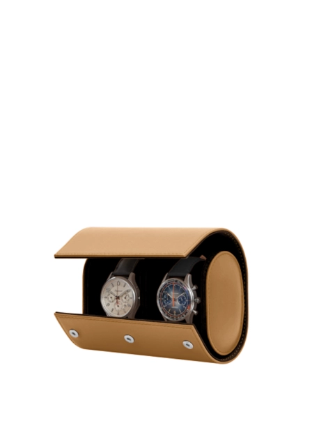 Watch case for 2 watches - Natural - Smooth Leather