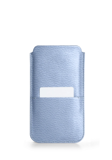 Pouch with Pocket for iPhone 13 Pro - Pastel Arctic  - Pebbled Leather