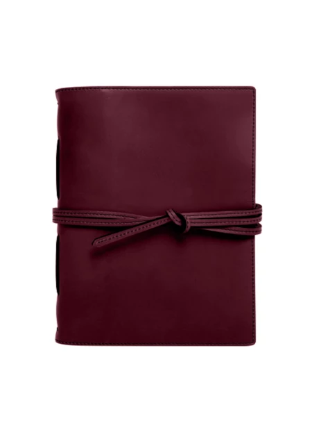 دفتر يوميات كبير الحجم - برغندي - جلد البقر المدبوغ