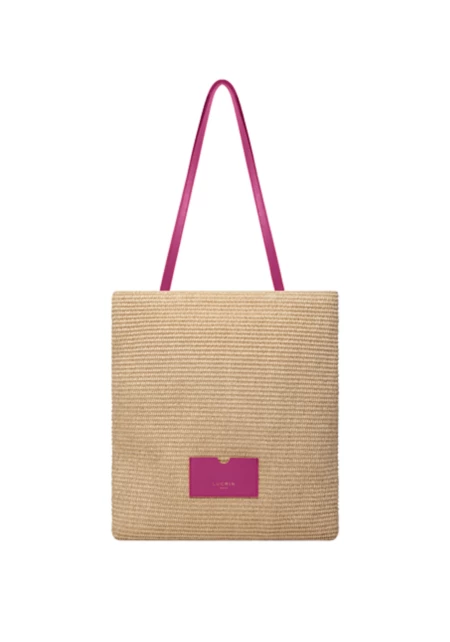 Tote Été en Raphia - Fuchsia  - Cuir Lisse