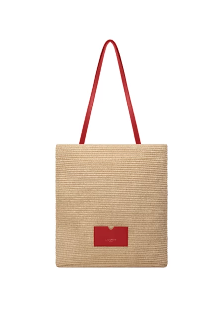 Tote Été en Raphia - Rouge - Cuir Lisse