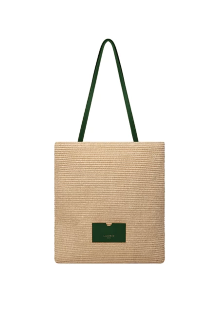 Tote Été en Raphia - Vert Foncé - Cuir Lisse