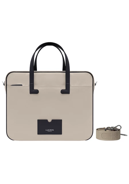 Sac ordinateur portable en toile (13-14 pouces) - Noir-Beige - Premium Nylon