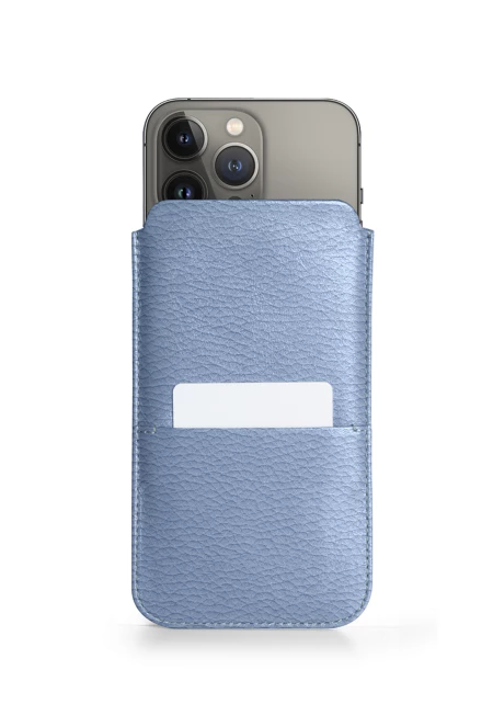 iPhone 13 Pro -kotelo taskulla - Pastelli jäänsininen - Pintanahka