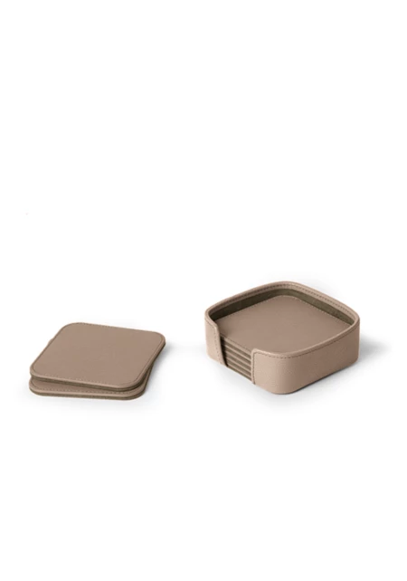 طقم واقيات قواعد أكواب مربعة مكون من 6 قطع - Light Taupe - Plant-Based Material