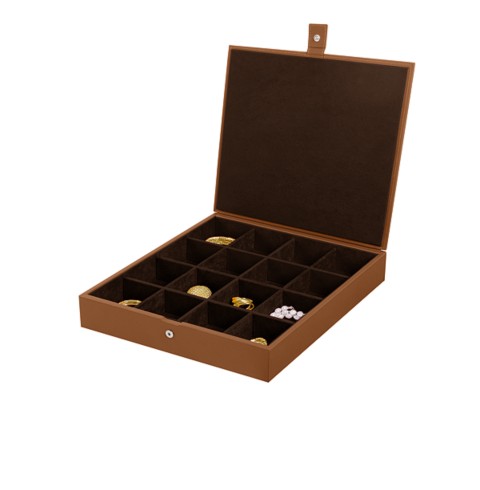 Leather Jewellery Box – 16 Compartments