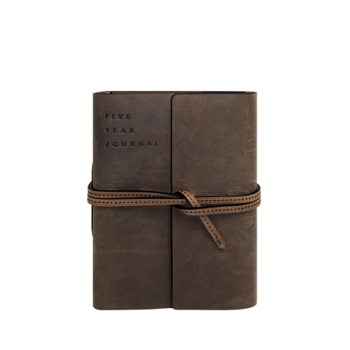 Carnet de Journaling sur 5 ans - Marron Foncé - Cuir de vache vieilli
