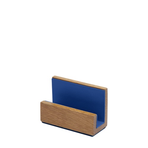 Business Card Holder - Leather & Oak Wood