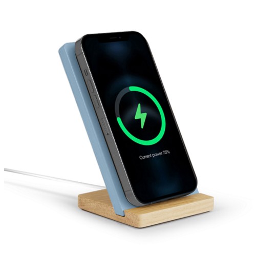 MagSafe iPhone-Ständer – Eichenholz & Leder