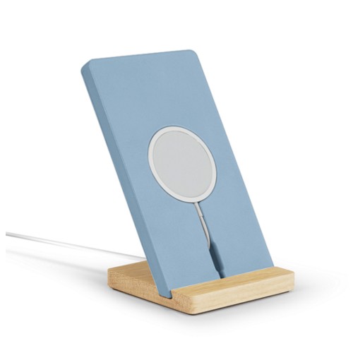 MagSafe iPhone-Ständer – Eichenholz & Leder