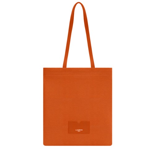 Tote Bag für den Alltag - Orange - Genarbtes Leder