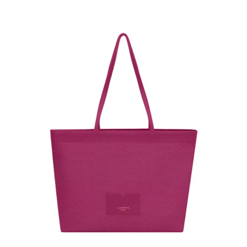 Shopper-Tasche für den Alltag - Fuchsia  - Genarbtes Leder