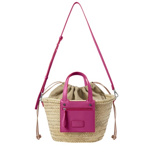 Small Basket Bag - Fuchsia  - Smooth Leather