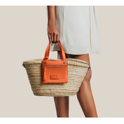 Small Basket Bag - Orange - Smooth Leather