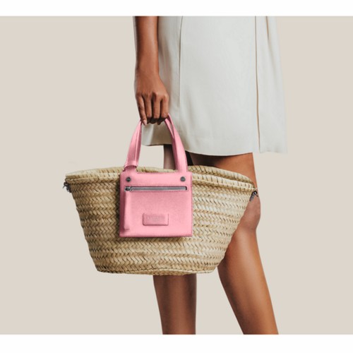 Small Basket Bag - Pink - Smooth Leather