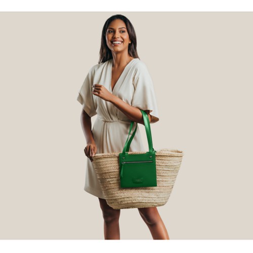 Basket Bag - Light Green - Smooth Leather