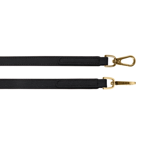 Tasriem 15 mm – Gouden haak - Zwart - Korrelig Leer