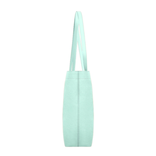 Borsa tote con soffietto - Turchese pastello - Pelle Ruvida