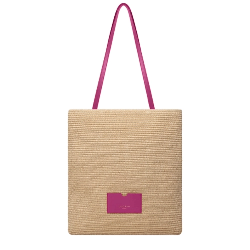Tote Été en Raphia - Fuchsia  - Cuir Lisse