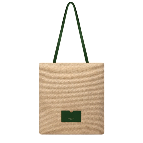 Tote Été en Raphia - Vert Foncé - Cuir Lisse