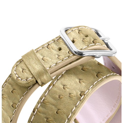 雙環手錶帶  -  Beige  -  Real Ostrich Leather