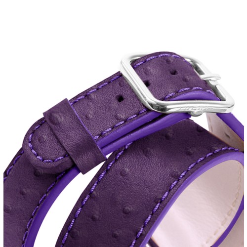 Doppelt gewickeltes Armband – Apple Watch 45 mm - Violett - Echtes Straußenleder