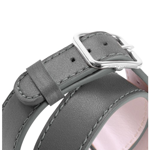 Double Tour Bracelet  -  Gris Souris  -  Cuir de Veau