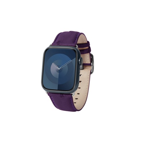 Correa de lujo para el Apple Watch de 41 mm - Plateada - Violeta - Avestruz Natural