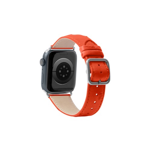奢华Apple Watch 41mm表带 - 银色 - Orange - Real Ostrich Leather