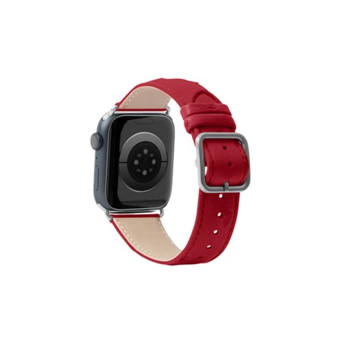 奢华Apple Watch 41mm表带 - 银色 - Red - Real Ostrich Leather