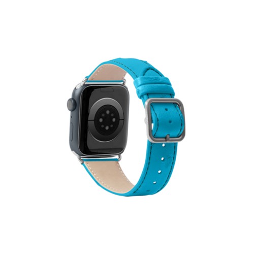 Correa de lujo para el Apple Watch de 41 mm - Plateada - Azul Turquesa - Avestruz Natural