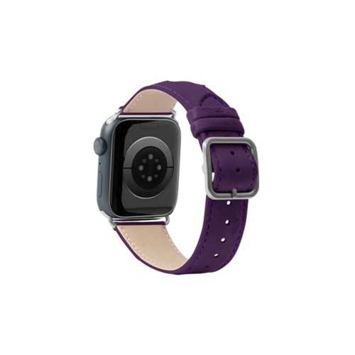 Luxus -  Apple Watch 41 mm  -  Silber  -  Violett  -  Echtes Straußenleder