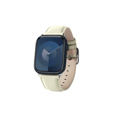 Luxus -  Apple Watch 41 mm  -  Silber  -  Gebrochen Weiß  -  Glattleder