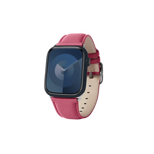 Luxus -  Apple Watch 41 mm  -  Silber  -  Fuchsia   -  Glattleder