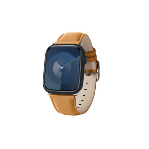 Luxus -  Apple Watch 41 mm  -  Silber  -  Ocker  -  Glattleder