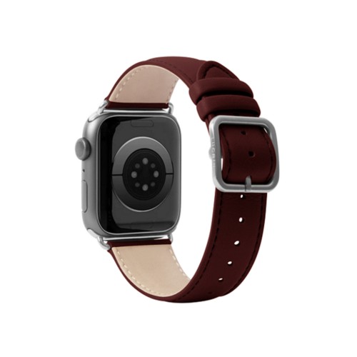 Exklusivt Apple Watch 41mm Band - Silver - Burgundy - Slätt läder