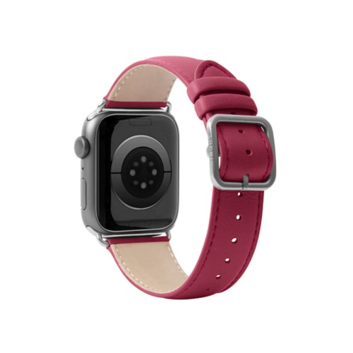 Luxus -  Apple Watch 41 mm  -  Silber  -  Fuchsia   -  Glattleder
