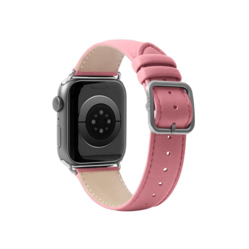 Correa de lujo para el Apple Watch de 41 mm - Plateada - Rosa - Piel Liso