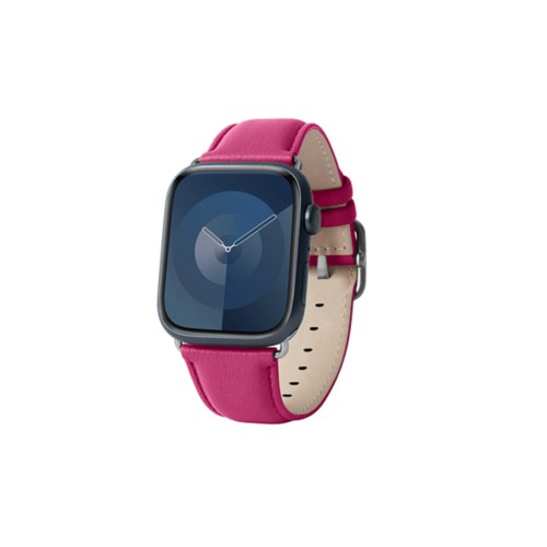 Luxus -  Apple Watch 41 mm  -  Silber  -  Fuchsia   -  Kalb Leder