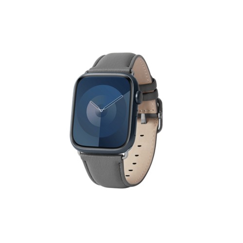 Luxus -  Apple Watch 41 mm  -  Silber  -  Mausgrau  -  Kalb Leder