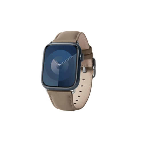 奢华Apple Watch 41mm表带 - 银色 - Light Taupe - Calf Leather