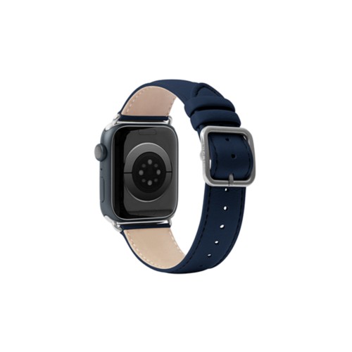 Exklusivt Apple Watch 41mm Band - Silver - Marinblå - Kalvläder