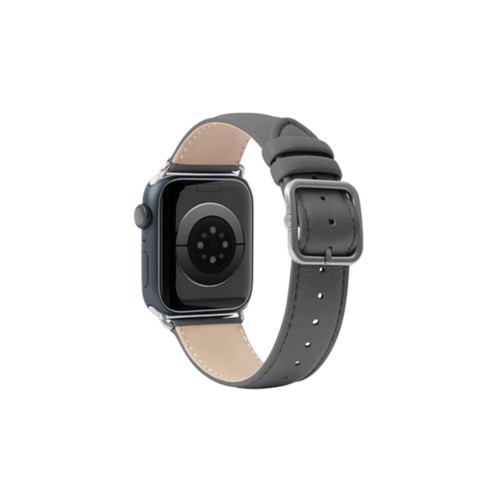 Luxus -  Apple Watch 41 mm  -  Silber  -  Mausgrau  -  Kalb Leder