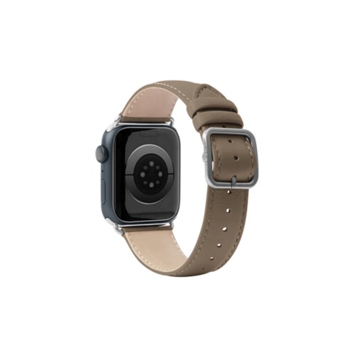 奢华Apple Watch 41mm表带 - 银色 - Light Taupe - Calf Leather
