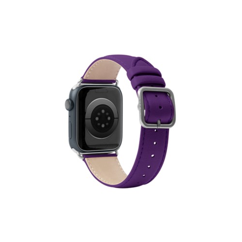 Luxus -  Apple Watch 41 mm  -  Silber  -  Lavendel  -  Kalb Leder